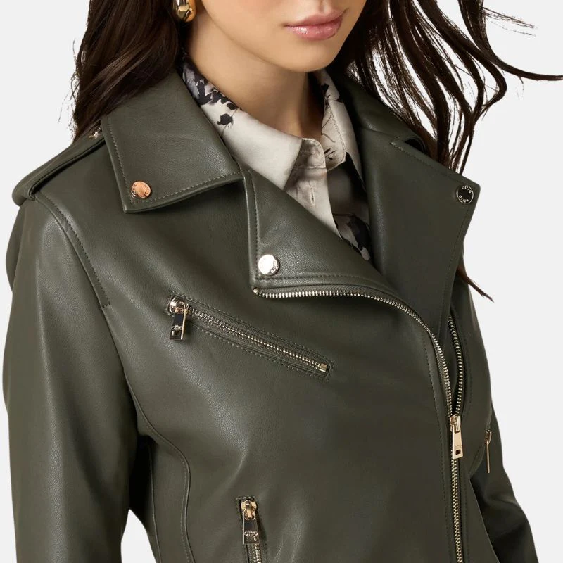 green leather jacket womens