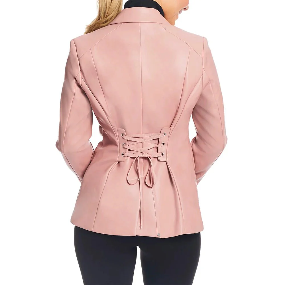 pink womens leather blazer
