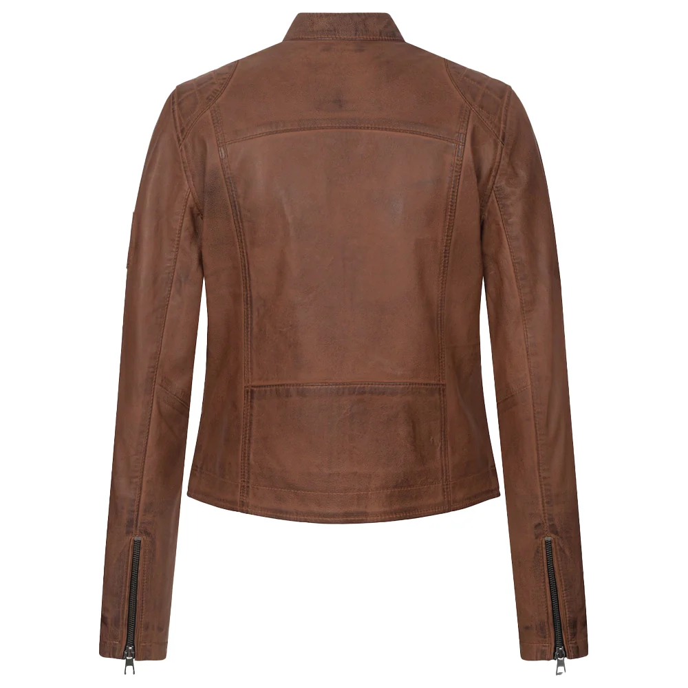 vintage real cognac brown leather jacket womens