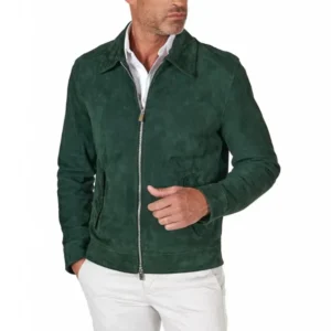 mens green suede leather shirt jacket