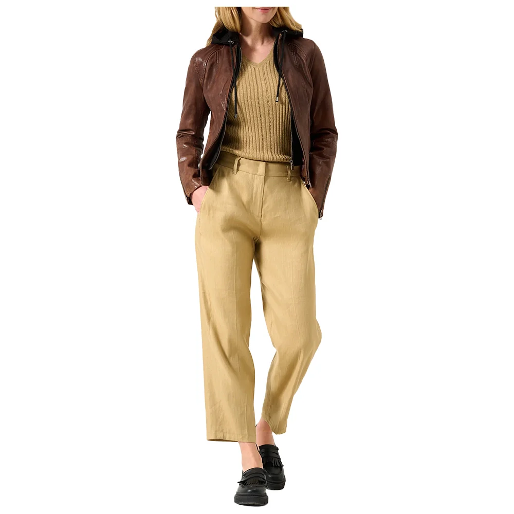 dark brown leather hooded jacket womens