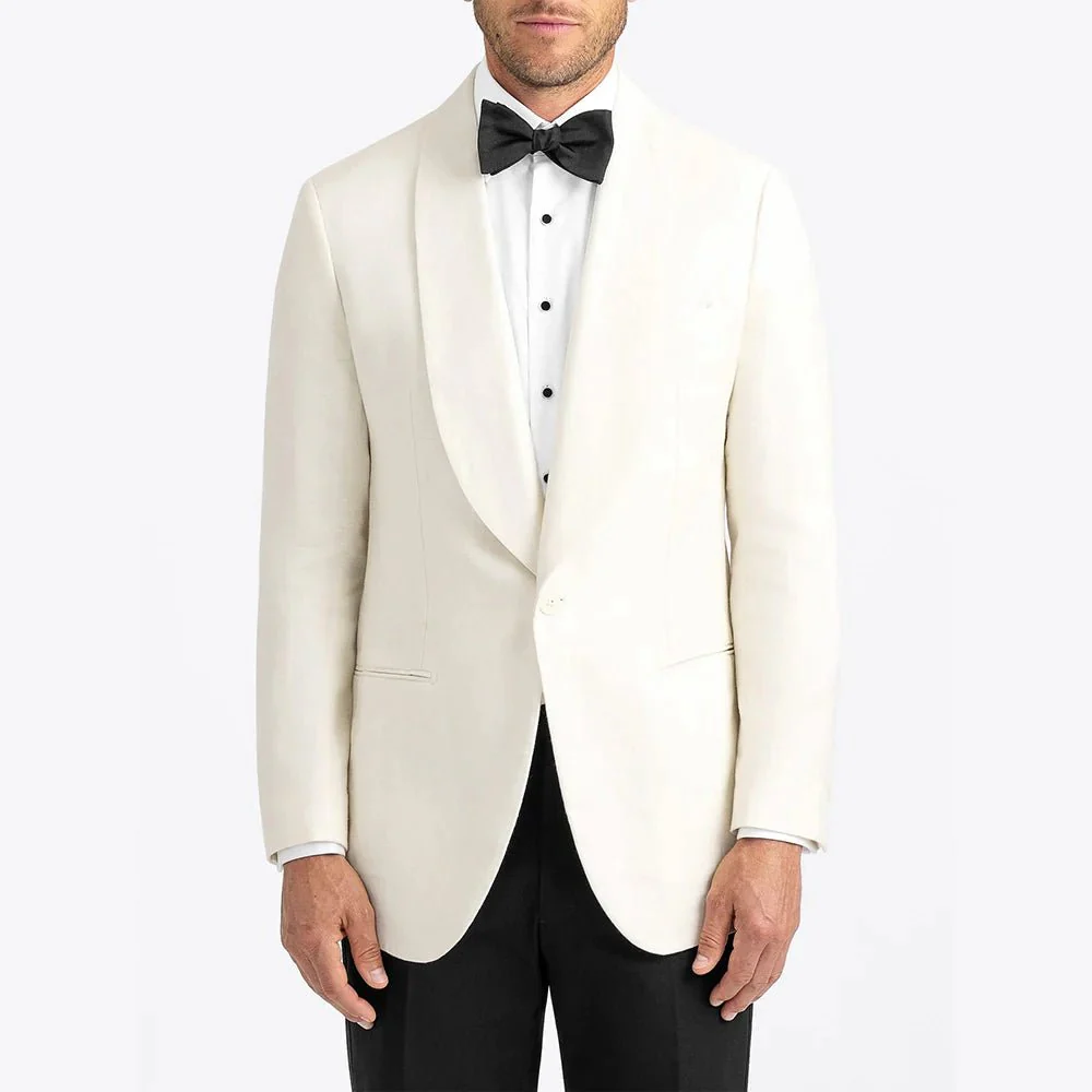 mens shawl lapel cream wool dinner jacket
