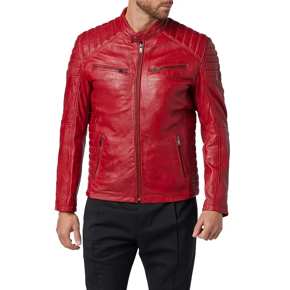 red leather biker jacket mens