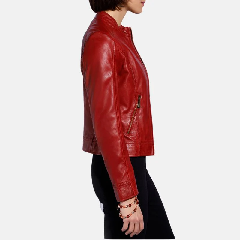 red leather biker jacket womens