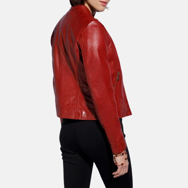 red leather biker jacket womens