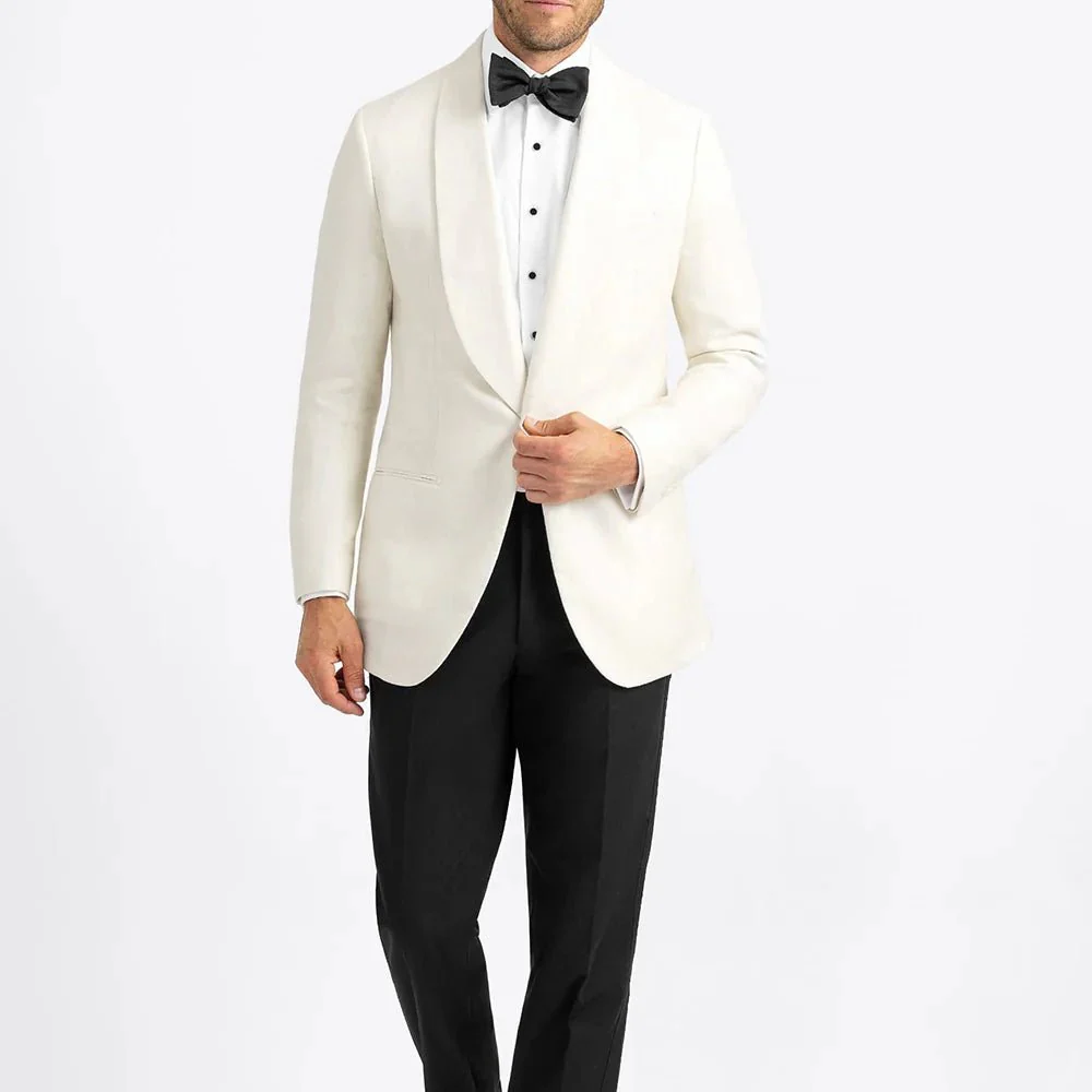 mens shawl lapel cream wool dinner jacket