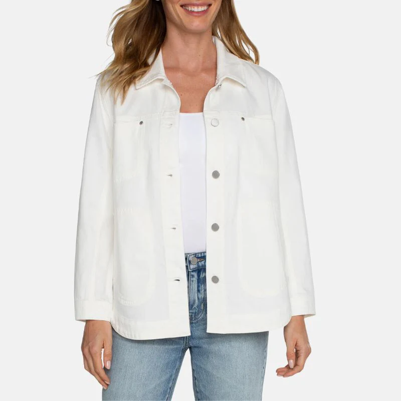 white cotton womens shirt jacket