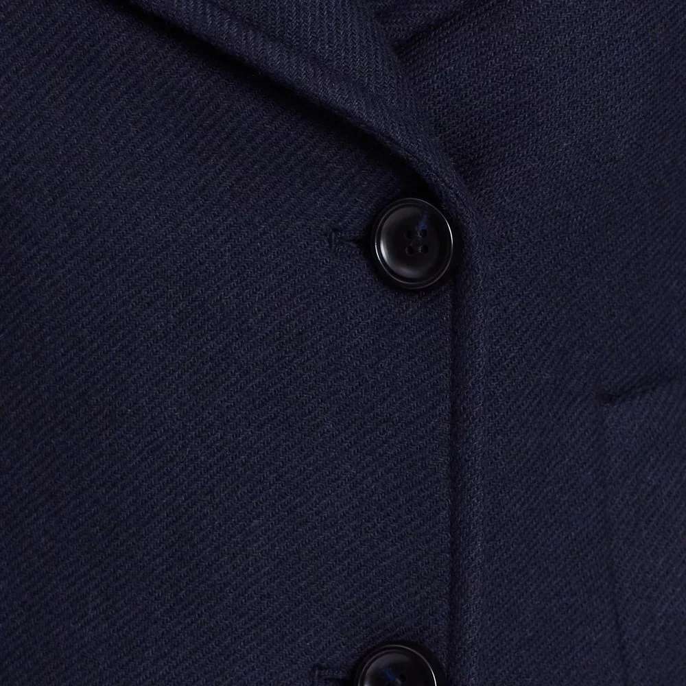 womens double breasted navy blue wool blend coat