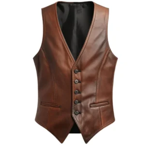 vintage mens brown leather vest