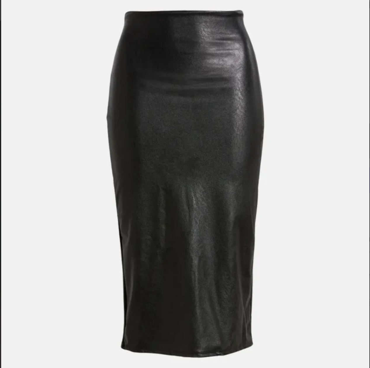 womens black leather long pencil skirt
