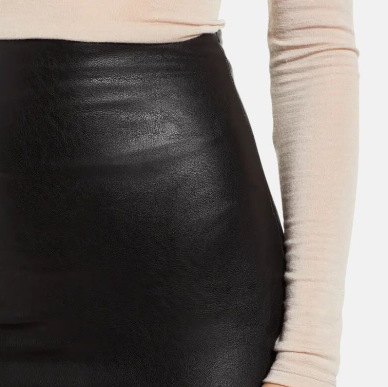 womens black leather long pencil skirt