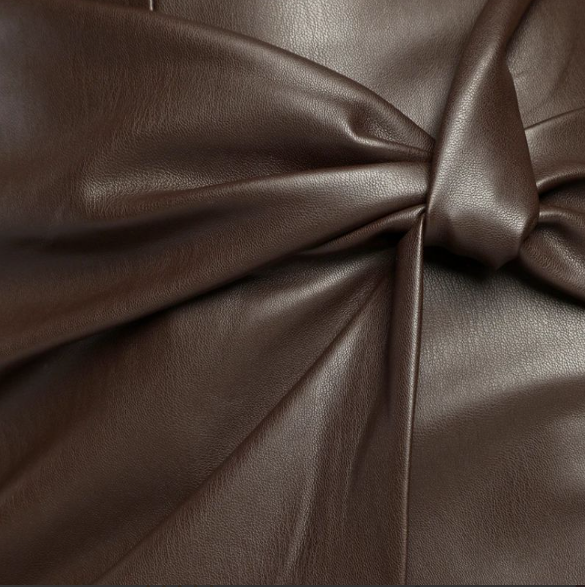 women's brown leather mini twisted skirt