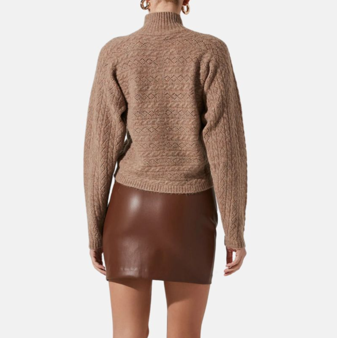 women’s brown leather lace up mini skirt