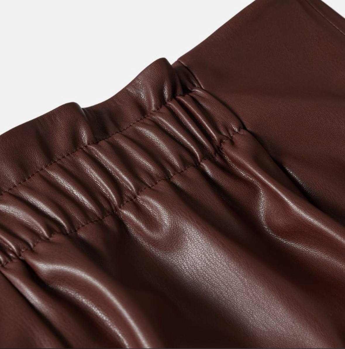 women's dark brown side knot mini leather skirt