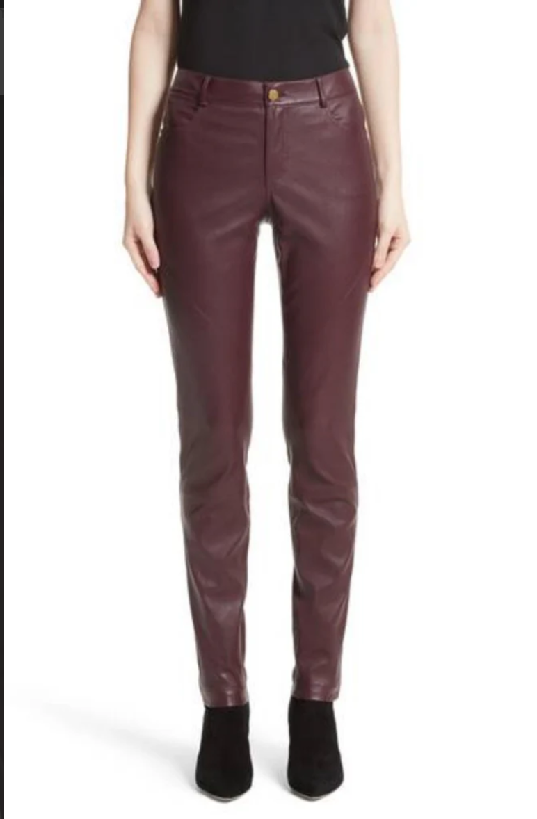 royalex leathers brown women's real lambskin leather skinny pant wp061