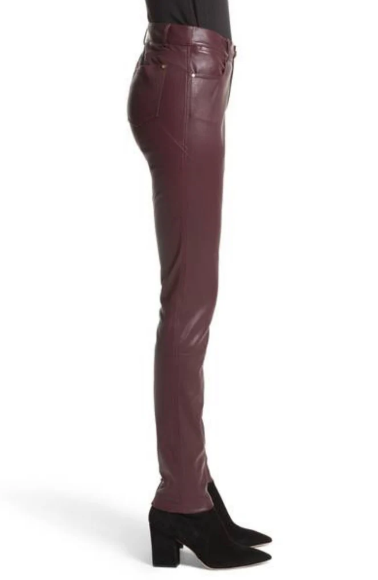 royalex leathers brown women's real lambskin leather skinny pant wp061