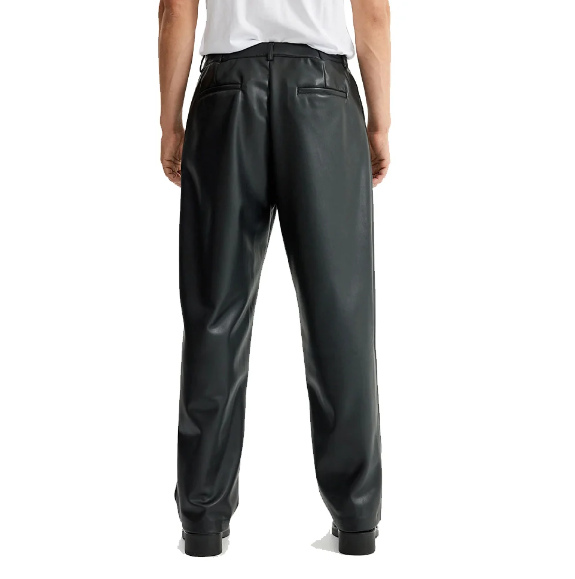 relaxed fit black leather pants mens