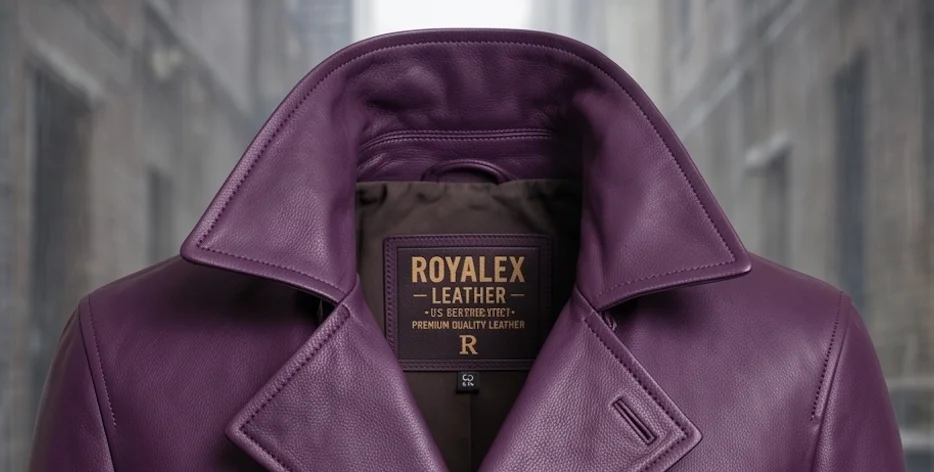 The Joker Double-Breasted Purple Leather Coat - Image 5