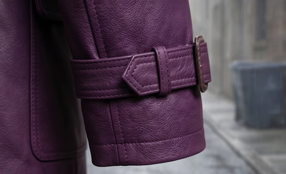The Joker Double-Breasted Purple Leather Coat - Image 4