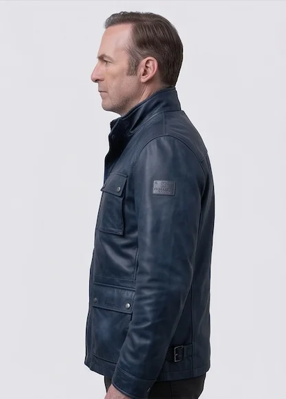 The Accountant 2 Christian Wolff Navy Blue Leather Field Jacket - Image 7