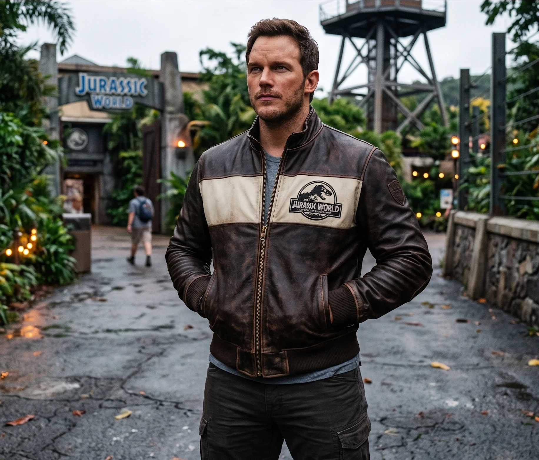 Owen Grady Jurassic World Distressed Brown Leather Jacket