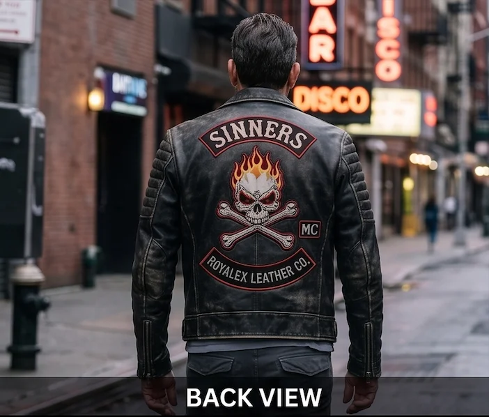 The "Sinners" Motorcycle Leather Jacket - Image 6