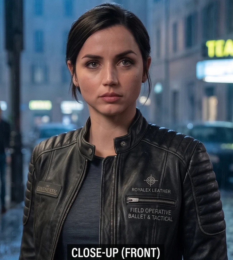 John Wick Ballerina Ana de Armas Black Leather Jacket - Image 3