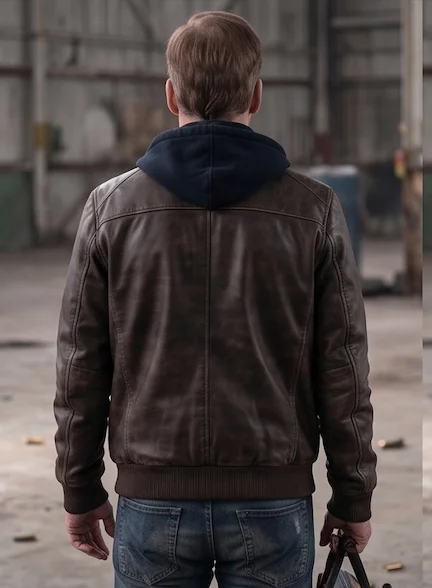 Nobody 2 Hutch Mansell Distressed Brown Leather Bomber Jacket - Image 3
