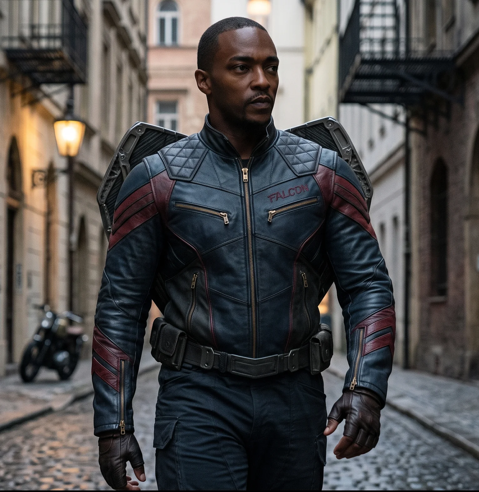 Falcon Superhero Blue and Maroon Genuine Leather Jacket