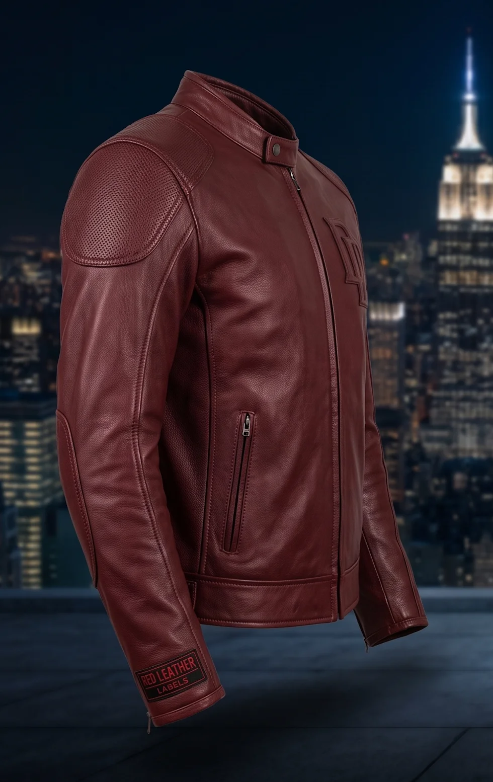 Daredevil Burgundy Leather Jacket – Charlie Cox Cosplay & Motorcycle Edition - Image 2