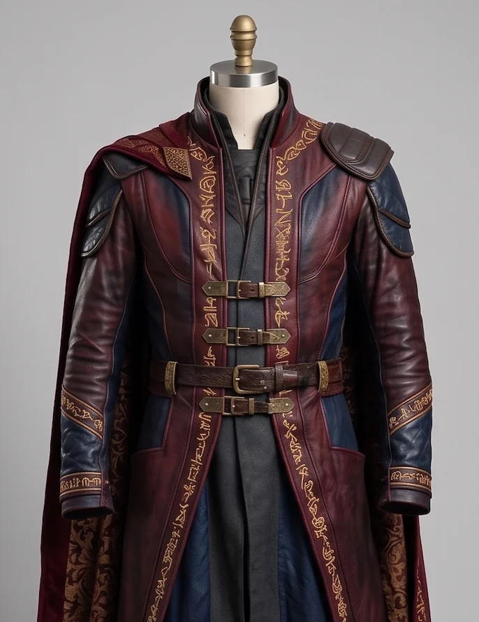 Doctor Strange Multiverse Leather Trench Coat with Crimson Cloak - Image 6