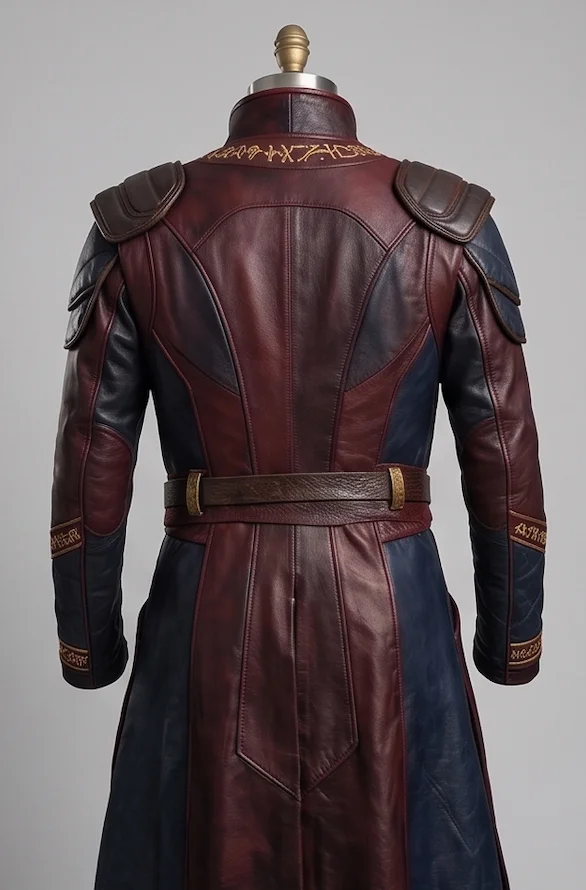 Doctor Strange Multiverse Leather Trench Coat with Crimson Cloak - Image 4