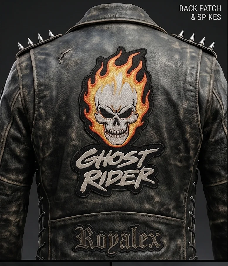 Ghost Rider Movie Inspired Spiked Leather Biker Jacket - Image 3