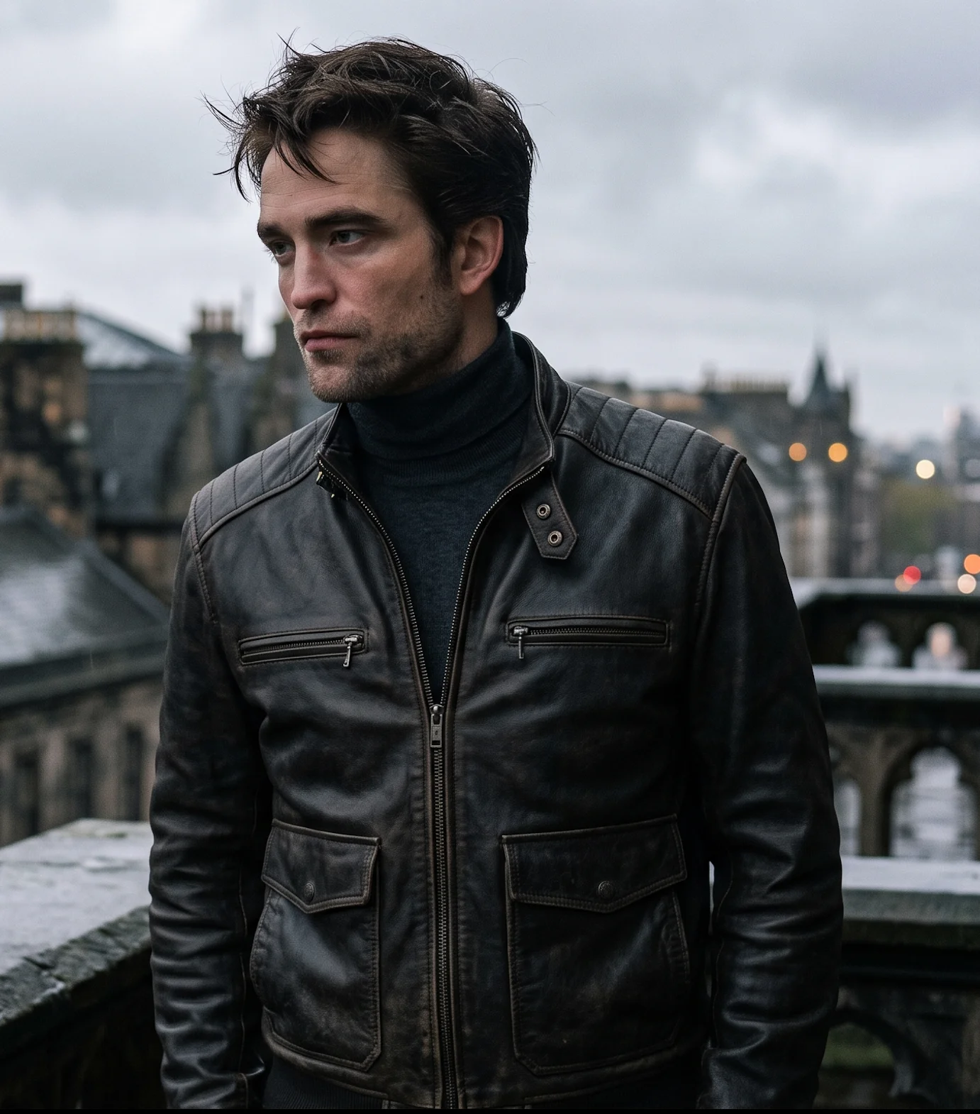 Bruce Wayne Inspired Distressed Dark Brown Leather Jacket