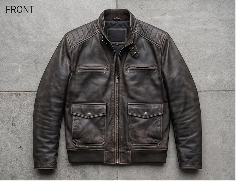 Bruce Wayne Inspired Distressed Dark Brown Leather Jacket - Image 2