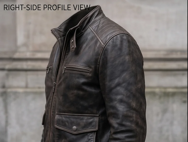 Bruce Wayne Inspired Distressed Dark Brown Leather Jacket - Image 4