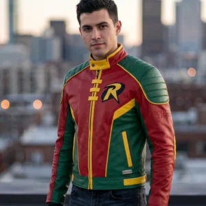 Men's Custom Robin Inspired Handmade Superhero Leather Jacket