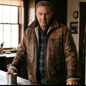 John Dutton Yellowstone Leather Jacket – Distressed Brown Ranch Edition