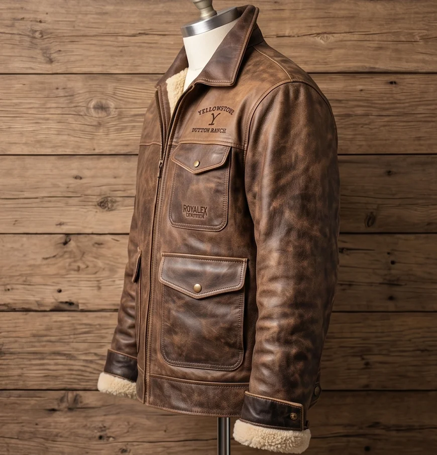 John Dutton Yellowstone Leather Jacket – Distressed Brown Ranch Edition - Image 2
