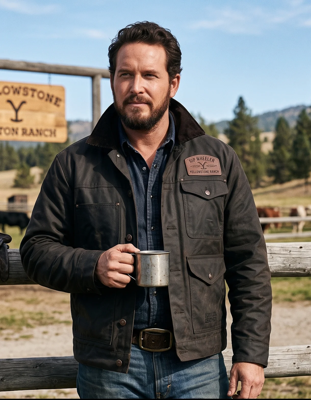 Rip Wheeler Yellowstone Waxed Canvas Jacket – Dutton Ranch Black Edition