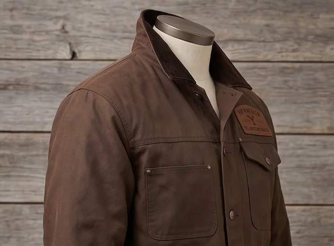 Rip Wheeler Yellowstone Waxed Canvas Jacket – Dutton Ranch Black Edition - Image 4