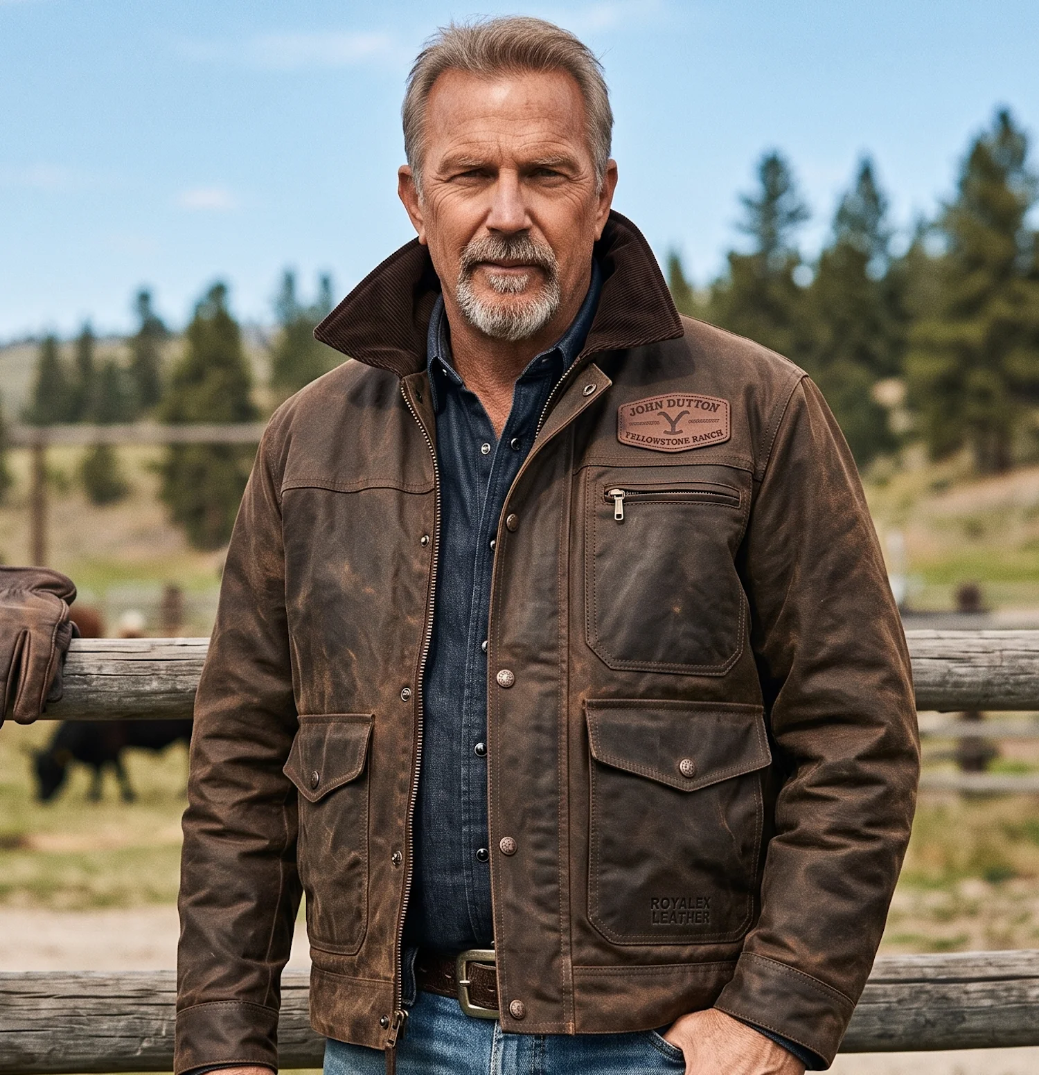 John Dutton Yellowstone Leather Jacket – Dutton Ranch Distressed Brown Edition