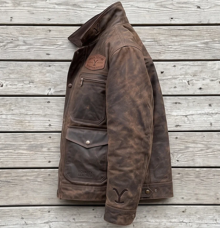 John Dutton Yellowstone Leather Jacket – Dutton Ranch Distressed Brown Edition - Image 2