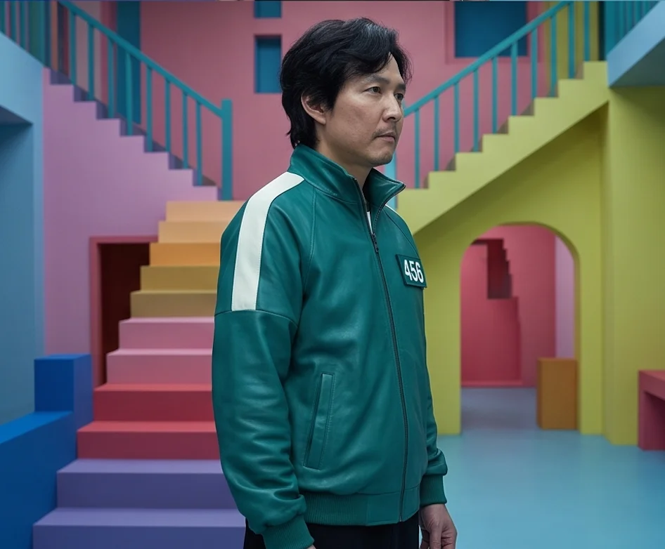 Squid Game Seong Gi-Hun 456 Green Leather Jacket - Image 5