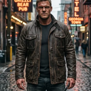 Alan Ritchson Jack Reacher Season 2 Brown Leather Jacket