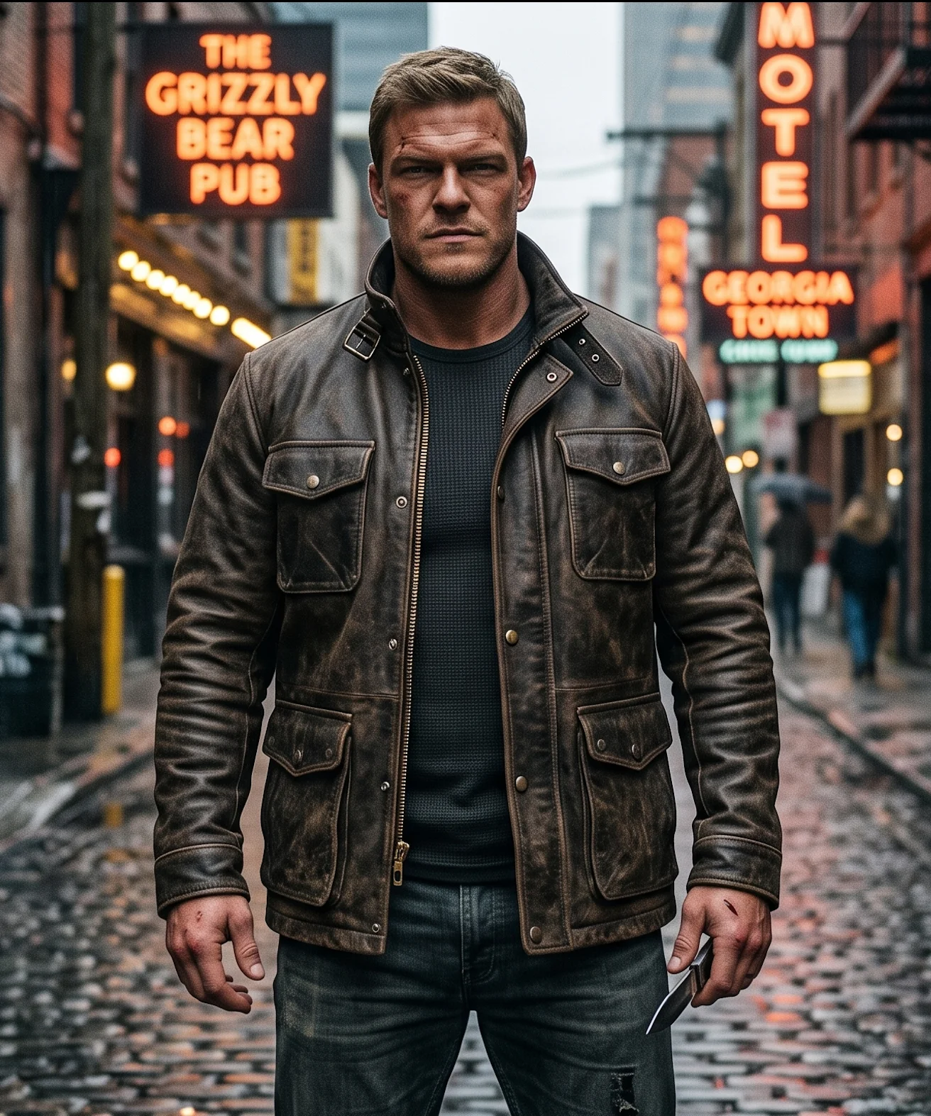 Alan Ritchson Jack Reacher Season 2 Brown Leather Jacket