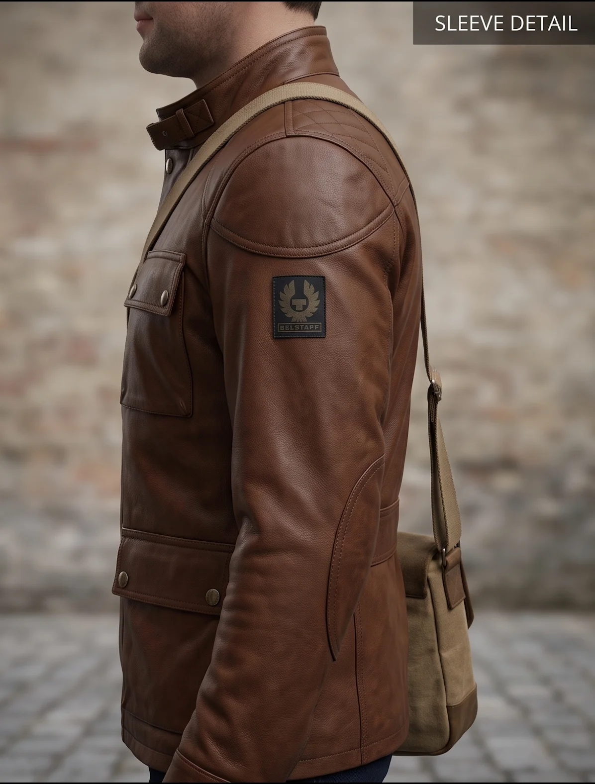 Jack Ryan Season 3 John Krasinski Brown Leather Field Jacket - Image 2