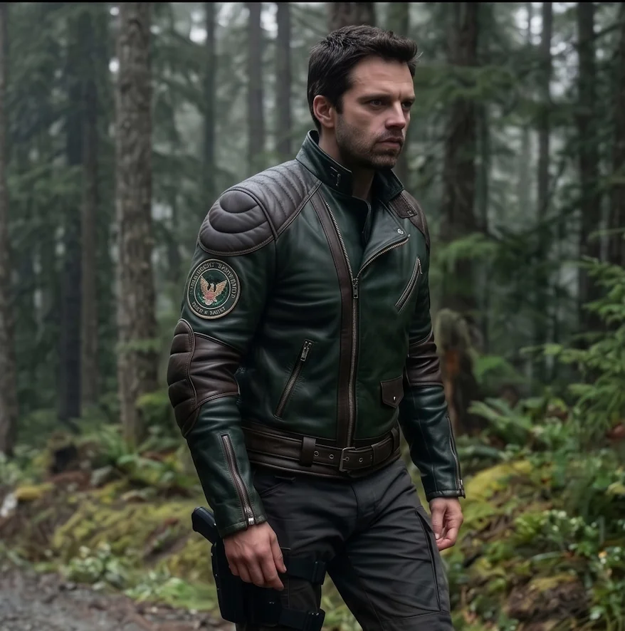 Tactical Operative Forest Green & Brown Leather Jacket - Image 5