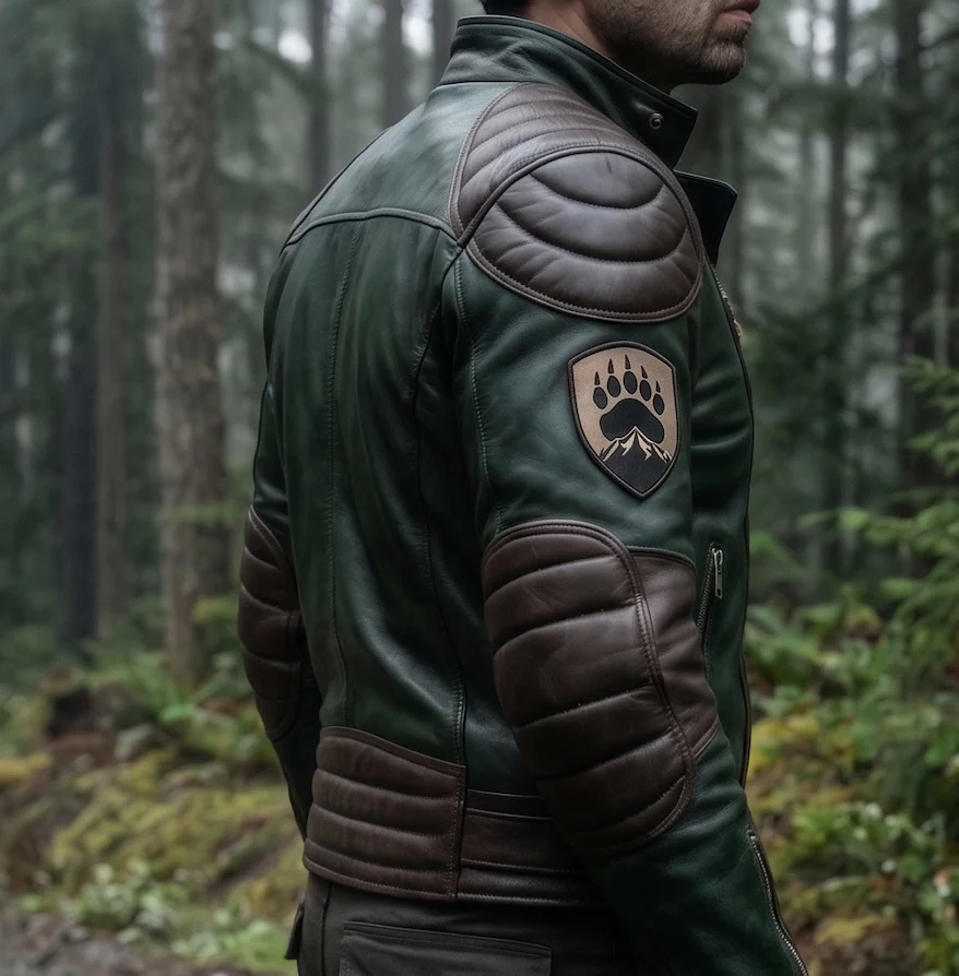 Tactical Operative Forest Green & Brown Leather Jacket - Image 4