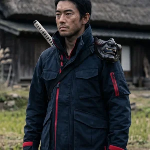 Jin Sakai Ghost Inspired Tactical Field Jacket – Dark Navy & Crimson Red Outerwear